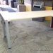 Contemporary Blonde Open Style L Suite Desk w/ Grey Metal Legs
